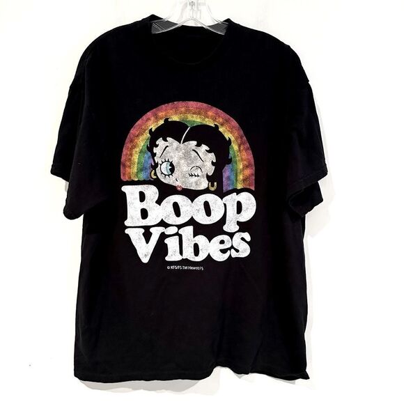 Betty Boop Vibes Rainbow Tshirt Women's XL Black Retro Y2K Trendy‎ Streetwear - Picture 1 of 4